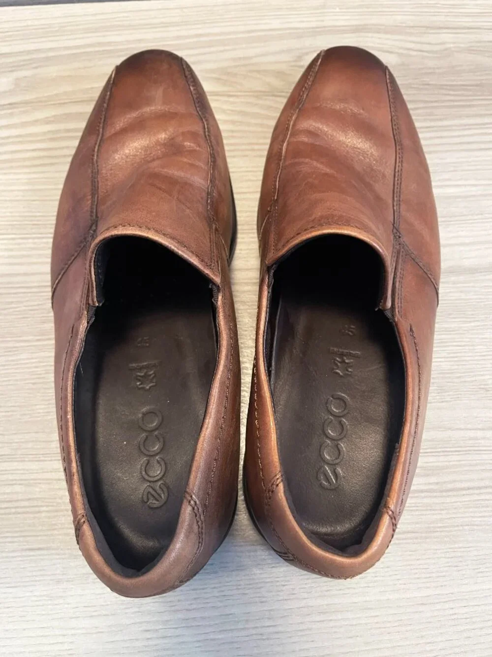 ECCO Men's Brown Leather Slip On Loafers Dress Comfort Shoes Size 11 EU 45